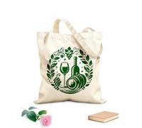 AILOONG Sacs en toile imprimés numériquement élégant tonneau de raisins, bouteille et verre dans une couronne de laurier stylisée tissu épais de 340g/m² Utilise comme trousse de maquillage