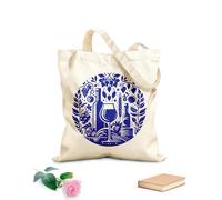 AILOONG Sacs en toile imprimés numériquement Élégant verre à vin rond en forme de bouteille, raisins, céréales et vignes tissu épais de 340g/m² Utilise comme trousse de maquillage