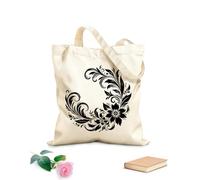 AILOONG Sacs en toile imprimés numériquement élégante spirale florale disposée en demi-cercle sur un tissu épais de 12 oz Utilise comme trousse de maquillage 35x40cm Grand