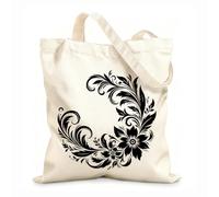 AILOONG Sacs en toile imprimés numériquement élégante spirale florale disposée en demi-cercle sur un tissu épais de 12 oz Utilise comme trousse de maquillage 25x30cm Petit