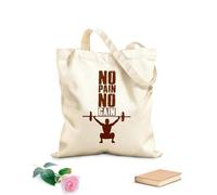 AILOONG Sacs en toile imprimés numériquement Ensemble d'affiches d'entraînement « pas de douleur, pas de gain » pour la salle de sport - Modèle de motivation tissu épais de 340g/m² Sac à dessin