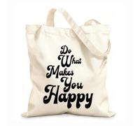 AILOONG Sacs en toile imprimés numériquement Fais ce qui te rend heureux tissu épais de 12 oz Utilise comme trousse de maquillage 35x40cm Grand