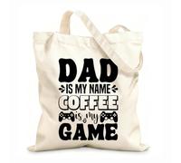 AILOONG Sacs en toile imprimés numériquement Je m'appelle papa, le café est mon jeu. tissu épais de 12 oz Utilise comme trousse de maquillage 25x30cm Petit