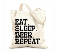 AILOONG Sacs en toile imprimés numériquement Les motifs manger, dormir, répéter tissu épais de 12 oz Utilise comme trousse de maquillage 31x36cm Moyen