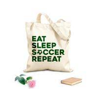 AILOONG Sacs en toile imprimés numériquement manger dormir football répéter football typographie du football tissu épais de 340g/m² Utilise comme trousse de maquillage