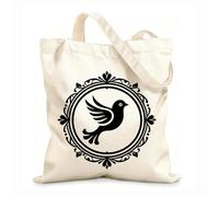 AILOONG Sacs en toile imprimés numériquement Oiseau élégant et stylisé dans un cadre circulaire orné, symbole de paix, de grâce et de décoration tissu épais de 12 oz 25x30cm