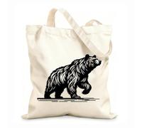 AILOONG Sacs en toile imprimés numériquement Silhouette détaillée d'un ours sauvage aux traits nets tissu épais de 12 oz Utilise comme trousse de maquillage 25x30cm Petit