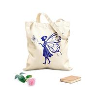 AILOONG Sacs en toile imprimés numériquement silhouette élégante de fée tenant une baguette magique tissu épais de 340g/m² Utilise comme trousse de maquillage