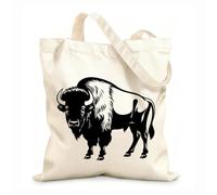 AILOONG Sacs en toile imprimés numériquement tissu épais de 12 oz Échos du tonnerre, logo du bison, caricature de bodybuilder en fer, logo Utilise comme trousse de maquillage 35x40cm Grand