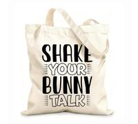 AILOONG Sacs en toile imprimés numériquement tissu épais de 12 oz La chasse au trésor du lapin de Pâques Mon premier bébé Utilise comme trousse de maquillage 25x30cm Petit