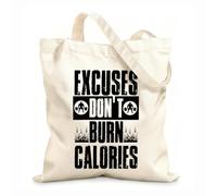 AILOONG Sacs en toile imprimés numériquement tissu épais de 12 oz Les excuses ne font pas brûler de calories : citation inspirante pour la motivation à l'entraînement et au fitness. 25x30cm