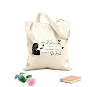 AILOONG Sacs femme en calicot Chaque rêve se réalise commence par un simple souhait. Citation Logo de rêve tissu épais de 12 oz Pliable 31x36cm Moyen