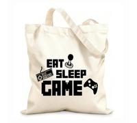 AILOONG Sacs femme en calicot Manger, dormir, jouer, scroller, tendance mode tissu épais de 12 oz Pliable 25x30cm Petit