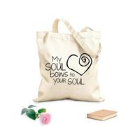 AILOONG Sacs femme en calicot Mon âme s'incline devant ton âme. Citation tissu épais de 12 oz Pliable 35x40cm Grand