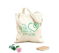 AILOONG Sacs femme en calicot Mon âme s'incline devant ton âme. Citation tissu épais de 340g/m² Pliable