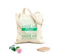 AILOONG Sacs femme en toile de coton La douleur m'a poussé à prier, la prière m'a rendu puissant, typographie imprimée tissu épais de 340g/m² Matière douce pour la peau