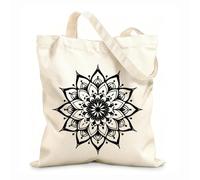 AILOONG Sacs femme en toile de coton mandalas géométriques de sac tissu épais de 12 oz Matière douce pour la peau 35x40cm Grand