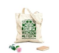 AILOONG Sacs femme en toile de coton Ne jamais abandonner sans se battre - Impression typographique inspirante tissu épais de 340g/m² Matière douce pour la peau