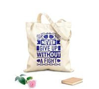 AILOONG Sacs femme en toile de coton Ne jamais abandonner sans se battre - Impression typographique inspirante tissu épais de 340g/m² Matière douce pour la peau