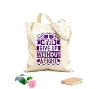 AILOONG Sacs femme en toile de coton Ne jamais abandonner sans se battre - Impression typographique inspirante tissu épais de 340g/m² Matière douce pour la peau