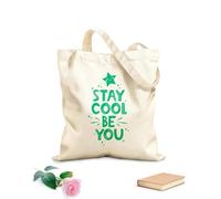AILOONG Sacs femme en toile de coton Reste cool, sois toi-même. Phrase de motivation dessinée à la main. tissu épais de 340g/m² Matière douce pour la peau