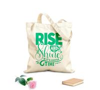 AILOONG Sacs femme en toile de coton Réveillez-vous, c'est l'heure du café ! Typographie dessinée à la main tissu épais de 340g/m² Matière douce pour la peau