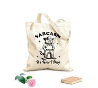 AILOONG Sacs femme en toile de coton sarcasme, c'est comme ça que j'embrasse mon chat, typographie hilarante, animal drôle, chat vintage tissu épais de 12 oz Matière douce pour la peau 25x30cm Petit