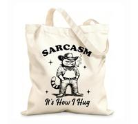 AILOONG Sacs femme en toile de coton sarcasme, c'est comme ça que j'embrasse mon chat, typographie hilarante, animal drôle, chat vintage tissu épais de 12 oz Matière douce pour la peau 31x36cm Moyen