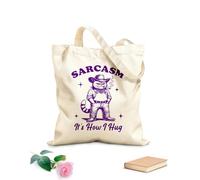 AILOONG Sacs femme en toile de coton sarcasme, c'est comme ça que j'embrasse mon chat, typographie hilarante, animal drôle, chat vintage tissu épais de 340g/m² Matière douce pour la peau