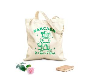 AILOONG Sacs femme en toile de coton sarcasme, c'est comme ça que j'embrasse mon chat, typographie hilarante, animal drôle, chat vintage tissu épais de 340g/m² Matière douce pour la peau