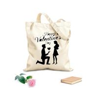 AILOONG Sacs femme en toile de coton Silhouette d'un couple faisant une demande en mariage romantique pour la Saint-Valentin tissu épais de 12 oz Matière douce pour la peau 25x30cm Petit
