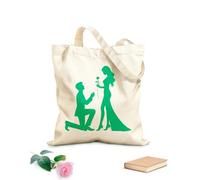 AILOONG Sacs femme en toile de coton Silhouette d'un couple romantique en pose de demande en mariage tissu épais de 340g/m² Matière douce pour la peau