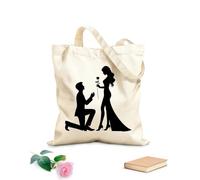 AILOONG Sacs femme en toile de coton Silhouette d'un couple romantique en pose de demande en mariage tissu épais de 12 oz Matière douce pour la peau 35x40cm Grand