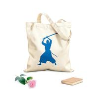 AILOONG Sacs femme en toile de coton Silhouette d'un guerrier samouraï avec une épée tissu épais de 340g/m² Matière douce pour la peau