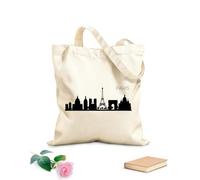 AILOONG Sacs femme en toile de coton Silhouette et panorama de la ville de Paris avec reflets tissu épais de 12 oz Matière douce pour la peau 25x30cm Petit