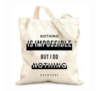 AILOONG Sacs femme en toile de coton slogan de mode graphique « rien n'est impossible » tissu épais de 12 oz Matière douce pour la peau 31x36cm Moyen