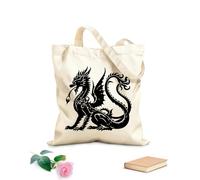 AILOONG Sacs femme en toile de coton tissu épais de 12 oz Écailles mystiques, le serpent des légendes, silhouette de dragon, icône artistique Matière douce pour la peau 31x36cm Moyen