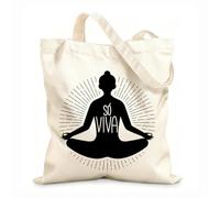 AILOONG Sacs femme en toile de coton tissu épais de 12 oz femmes assises avec une phrase en portugais brésilien traduite juste vivre Matière douce pour la peau 35x40cm Grand