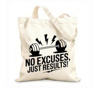 AILOONG Sacs femme en toile de coton tissu épais de 12 oz Pas d'excuses, que des résultats. Haltère de musculation. Matière douce pour la peau 31x36cm Moyen