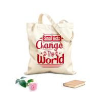 AILOONG Sacs femme en toile de coton tissu épais de 340g/m² Les petits gestes changent le monde typographie Matière douce pour la peau