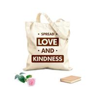 AILOONG Sacs femme en toile de coton tissu épais de 340g/m² Répandre l'amour et la bienveillance : typographie moderne, motivante et inspirante Matière douce pour la peau