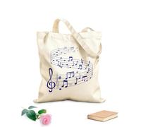 AILOONG Sacs femme en toile de coton tissu épais de 340g/m² vagues de chansons avec des notes de partition sur des portées Matière douce pour la peau
