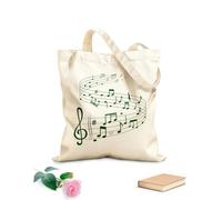 AILOONG Sacs femme en toile de coton tissu épais de 340g/m² vagues de chansons avec des notes de partition sur des portées Matière douce pour la peau