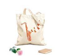 AILOONG Saxophone Jazz Magasin d'instruments de musique Papillons Sac de courses en toile de coton tissu épais de 340g/m² Utilise comme sac cadeau