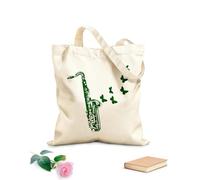 AILOONG Saxophone Jazz Magasin d'instruments de musique Papillons Sac de courses en toile de coton tissu épais de 340g/m² Utilise comme sac cadeau