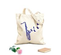 AILOONG Saxophone Jazz Magasin d'instruments de musique Papillons Sac de courses en toile de coton tissu épais de 340g/m² Utilise comme sac cadeau