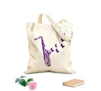 AILOONG Saxophone Jazz Magasin d'instruments de musique Papillons Sac de courses en toile de coton tissu épais de 340g/m² Utilise comme sac cadeau