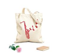 AILOONG Saxophone Jazz Magasin d'instruments de musique Papillons Sac de courses en toile de coton tissu épais de 340g/m² Utilise comme sac cadeau