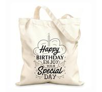 AILOONG T-shirt Joyeux anniversaire ! Profite bien de ta journée spéciale Sacs bandoulière en toile de coton tissu épais de 12 oz Utilise comme sac à outils 31x36cm Moyen