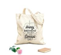 AILOONG T-shirt Joyeux anniversaire ! Profite bien de ta journée spéciale Sacs bandoulière en toile de coton tissu épais de 12 oz Utilise comme sac à outils 31x36cm Moyen